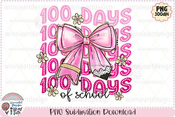 Download 100 Days of School Pink Bow Cute Flower - Cute Collection