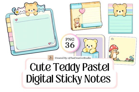 Download Teddy Bear Pastel Digital Sticky Notes - Digital sticky notes Collection