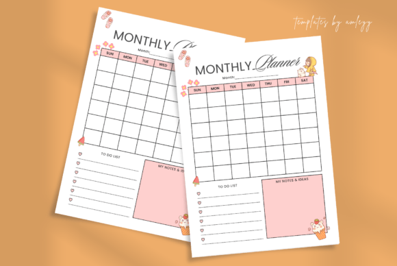 Download Cute Monthly Planner Template Canva - Cute Collection