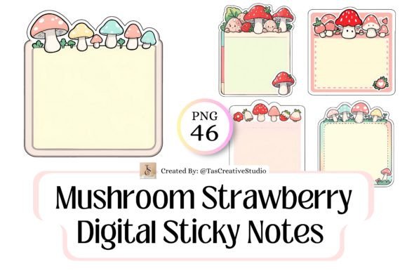 Download Strawberry Mushroom Digital Sticky Notes - Digital sticky notes Collection