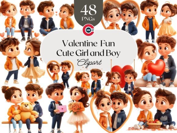 Download Cute Valentine Girl and Boy Clipart - Cute Collection