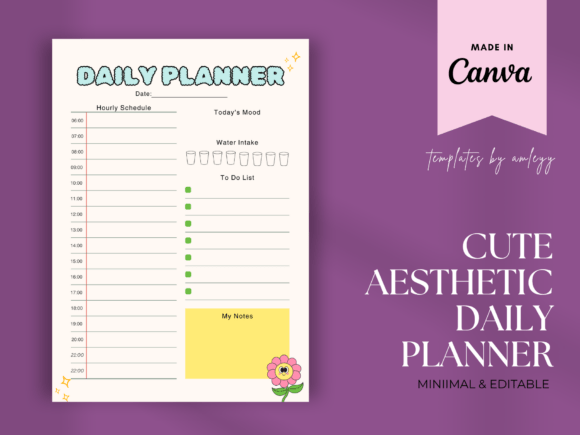 Download Cute Daily Planner Template for Canva - Cute Collection