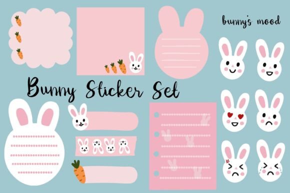 Download Bunny Digital Sticky Notes Set - Digital sticky notes Collection