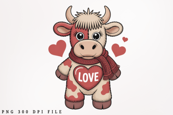 Download Cute Valentine Highland Cow PNG Sublimat - Cute Collection