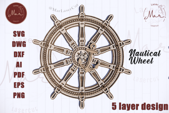 Download Nautical Ship Wheel 3D Multilayer SVG La - Ship Collection