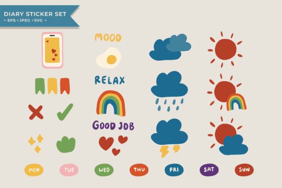 Download A Set of Cute Journal Diary Sticker - Cute Collection