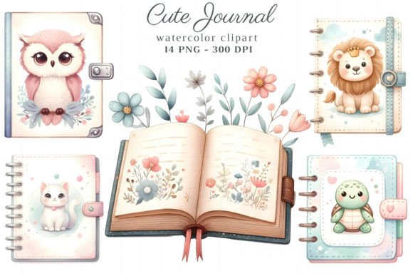 Download Cute Journal Notebook Watercolor Clipart - Cute Collection