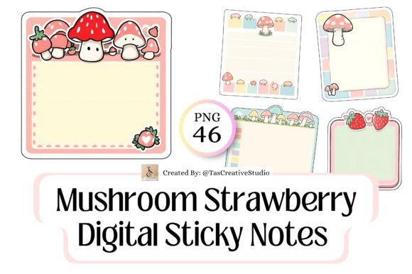 Download Mushroom Strawberry Digital Sticky Notes - Digital sticky notes Collection