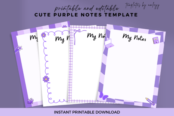 Download Cute Purple Notes Planner Template - Cute Collection