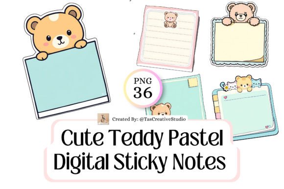 Download Cute Teddy Pastel Digital Sticky Notes - Digital sticky notes Collection
