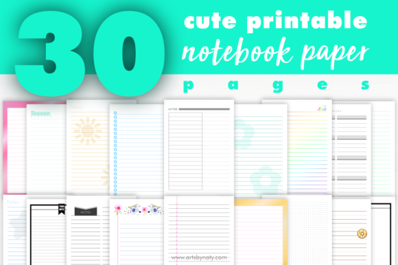 Download 30 Cute Printable Notebook Paper Pages. - Cute Collection