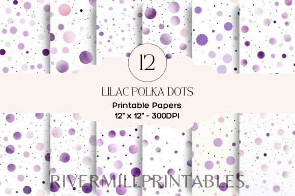 Download 12 Lilac Polka Dots Digital Papers - Premium Bundle